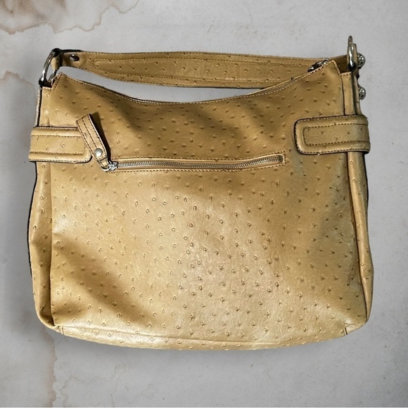 GUESS Enchanted Faux Ostrich Leather Tan and Silver Hobo Bag - Picture 5 of 16